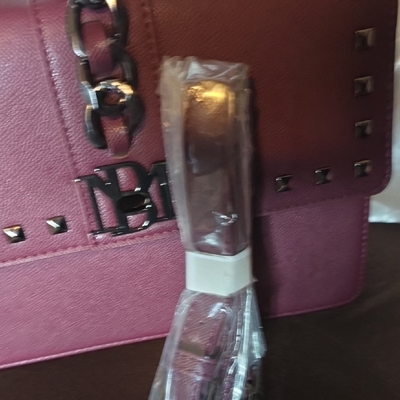 Badgley Mischka Studded Purple Satchel - Picture 4 of 4